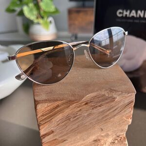 Sunglasses Florence By Mills Silver Frame Brown Lens Cat-Eye Style